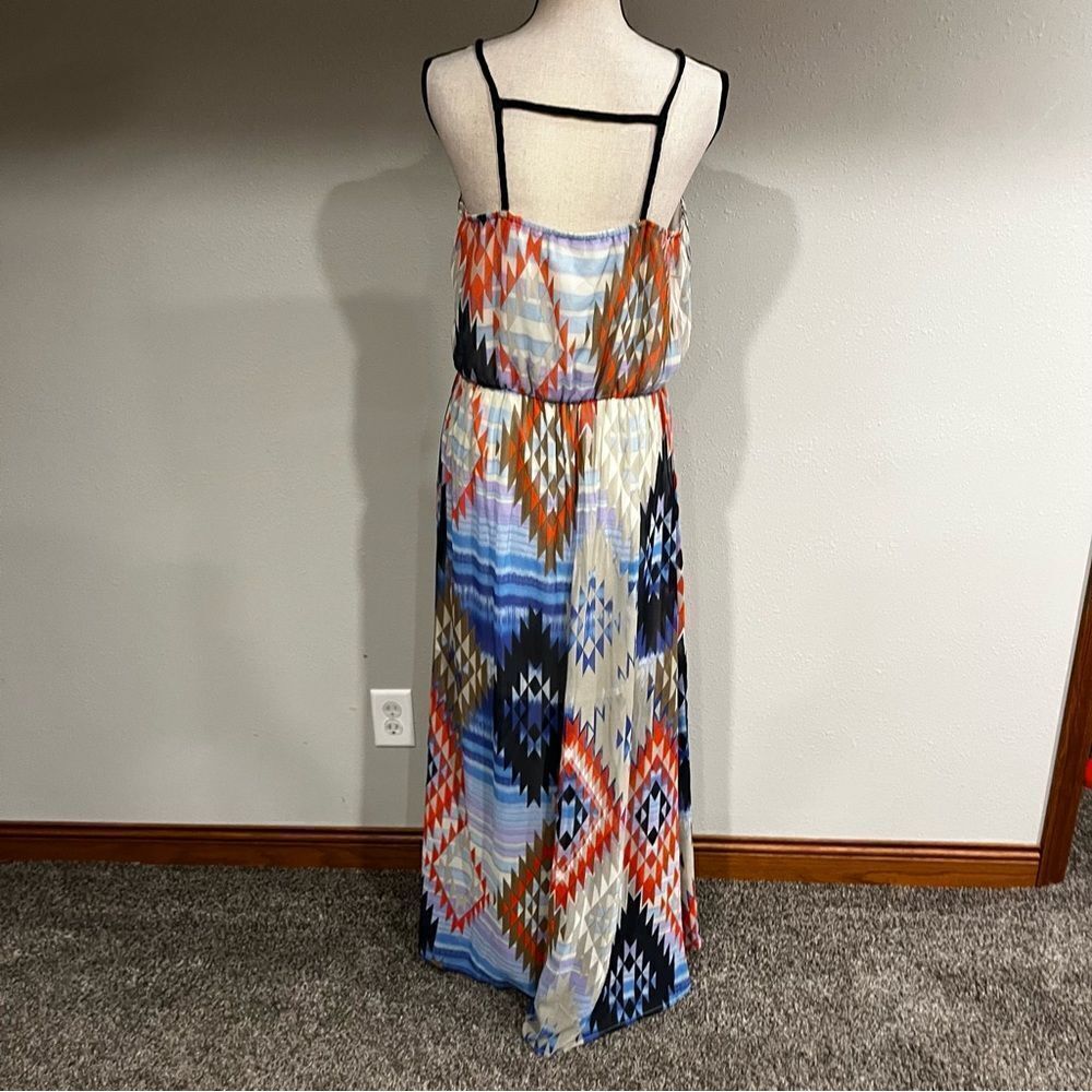 Xhilaration braided details spaghetti‎ straps Aztec print high low maxi dress - Picture 5 of 13